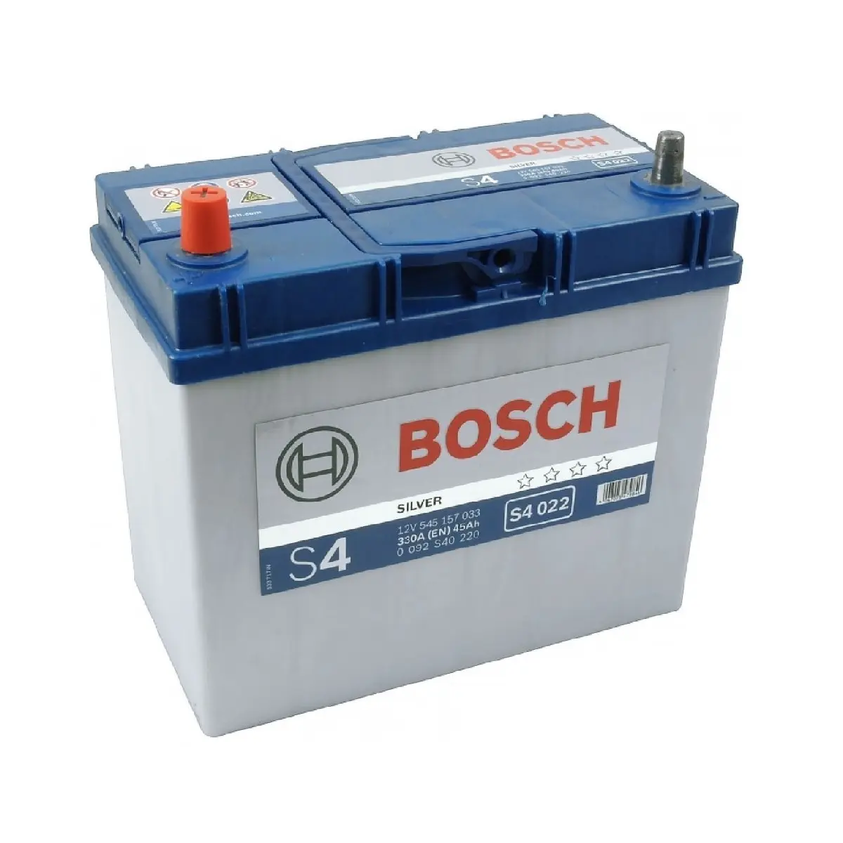 Купить Аккумулятор Bosch 45Ah S4 Silver (1) 330A Asia тонкие клеммы S4022