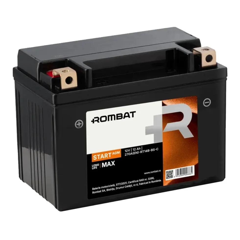 Мото аккумулятор Rombat Start AGM 12Ah 270A RT14B-BS-C