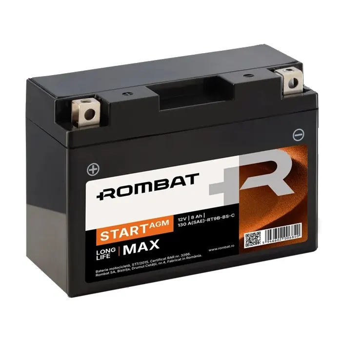Мото аккумулятор Rombat Start AGM 8Ah 130A RT9B-BS-C